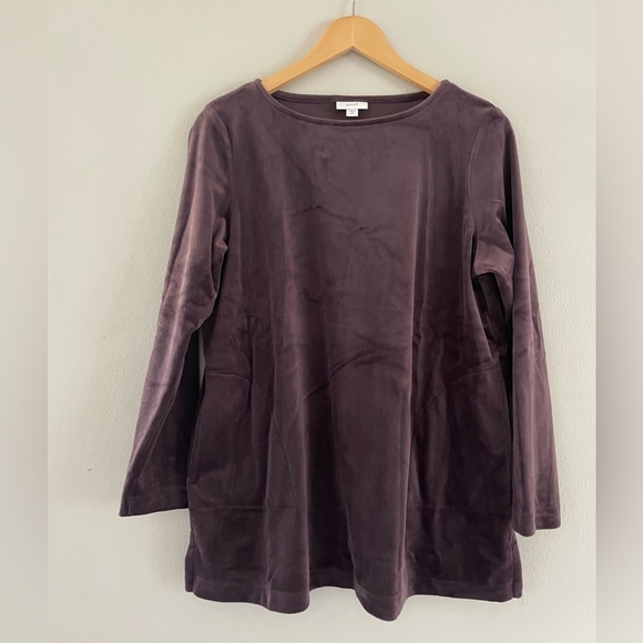 Pure Jill Sweaters - Pure Jill Purple Velour Long Sleeve Sweater
